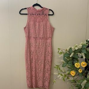 Fire Los Angeles Dress Mauve Lace Full Lined Sheer Middle Size Medium